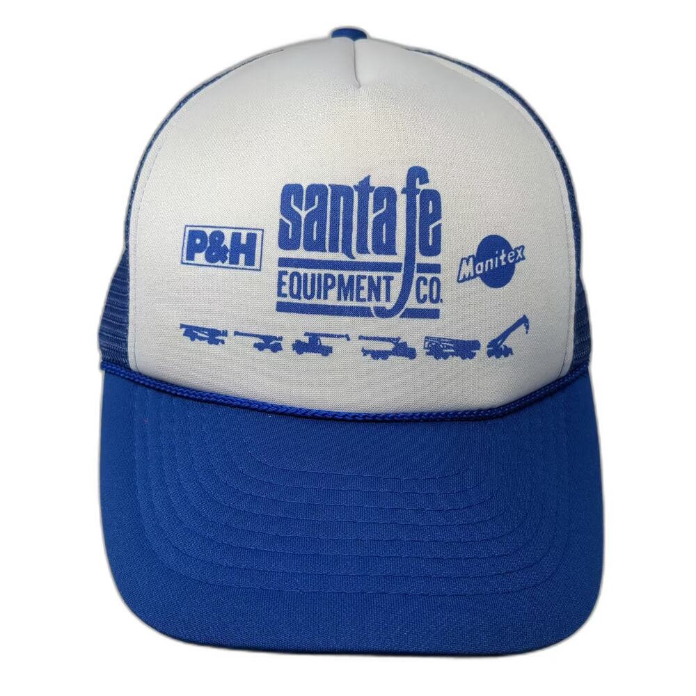 Mohr's Trucker Hat Blue White OS Santa Fe Equipment Co Construction Snapback